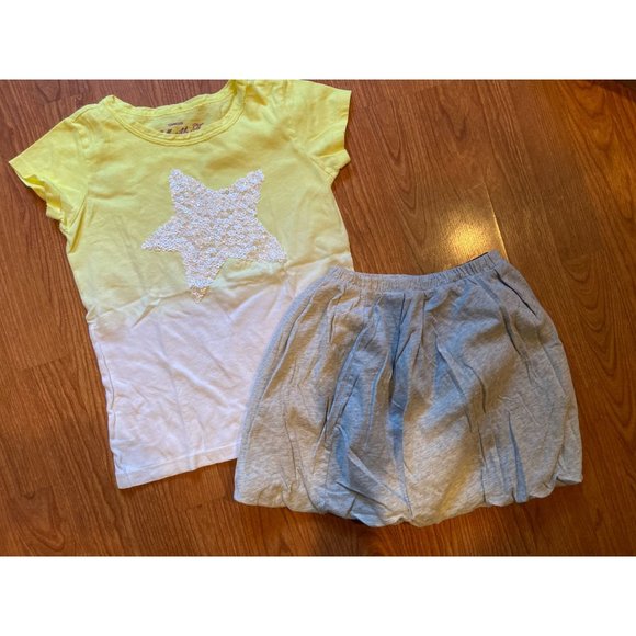 Girls Size 8 Pink Chickens Top & Crewcuts Balloon Jersey Knit Skirt